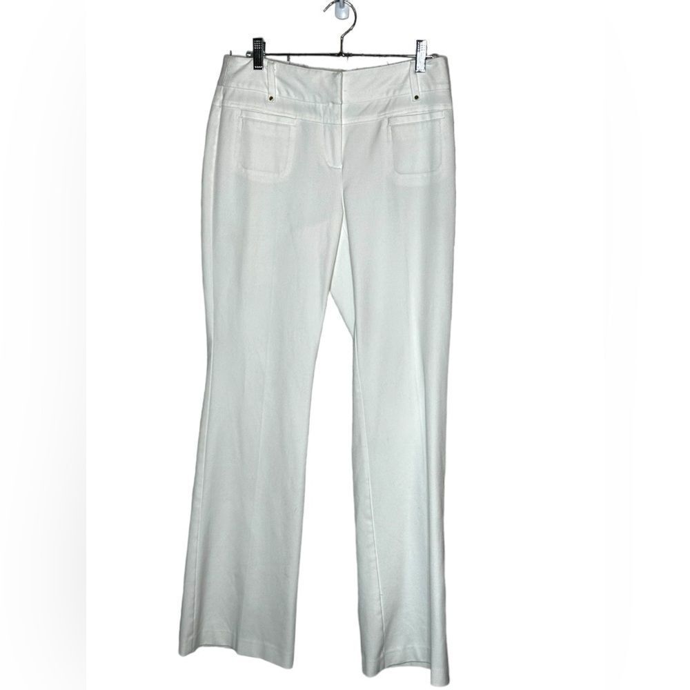 Cache white polyester blend bootcut stretch dress pants size 6 summer nautical